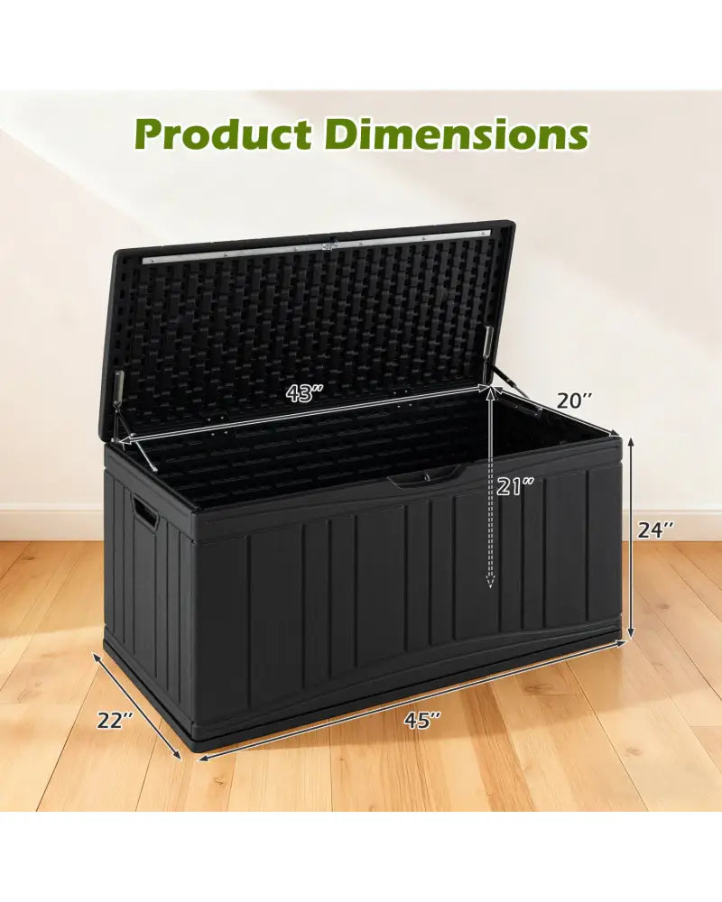 80 Gallon Outdoor Deck Box with Lockable Lid for Garden Tools Cushions-Black - Black - Sheds & Outdoor Storage