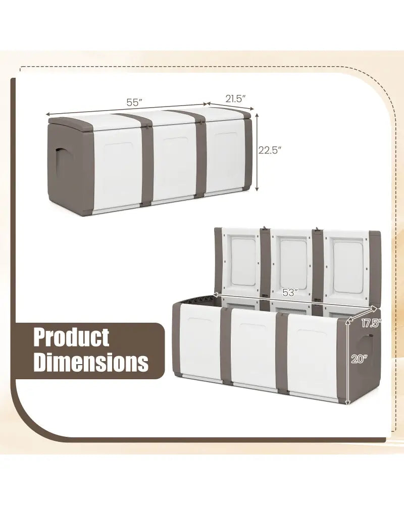 80 Gallon Patio Container with Lockable Lid for Packages and Garden-Beige - Beige - Sheds & Outdoor Storage