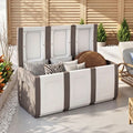 80 Gallon Patio Container with Lockable Lid for Packages and Garden-Beige - Beige - Sheds & Outdoor Storage