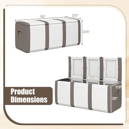 80 Gallon Patio Container with Lockable Lid for Packages and Garden-Beige - Beige - Garden Tools