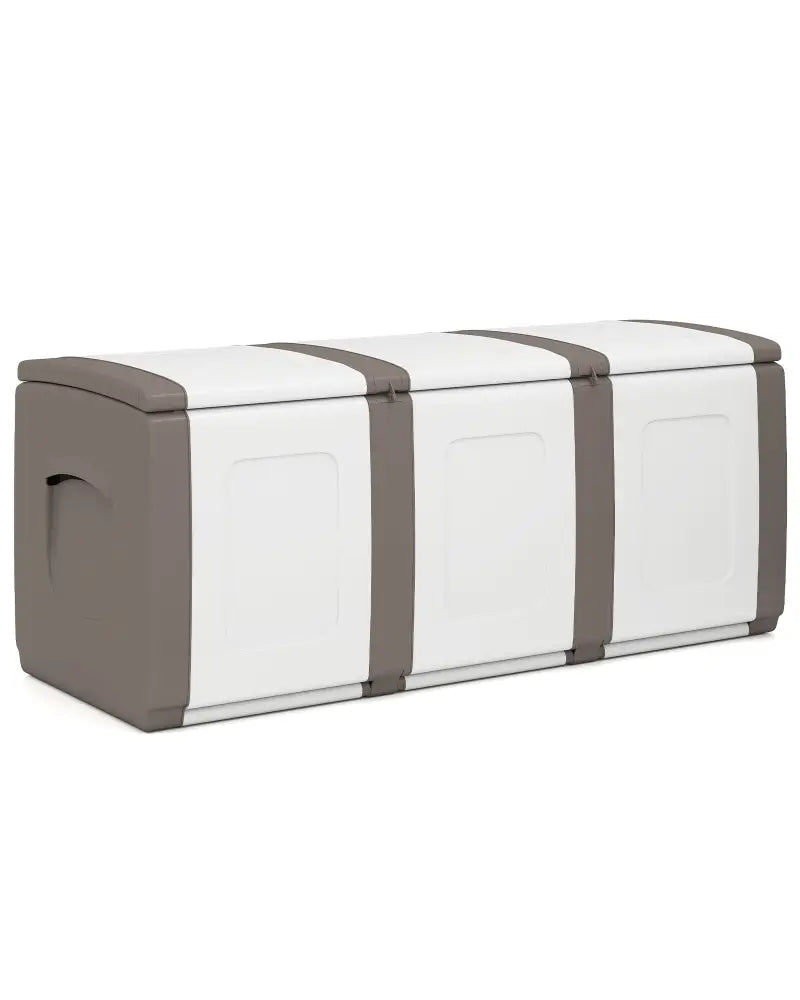 80 Gallon Patio Container with Lockable Lid for Packages and Garden-Beige - Beige - Sheds & Outdoor Storage