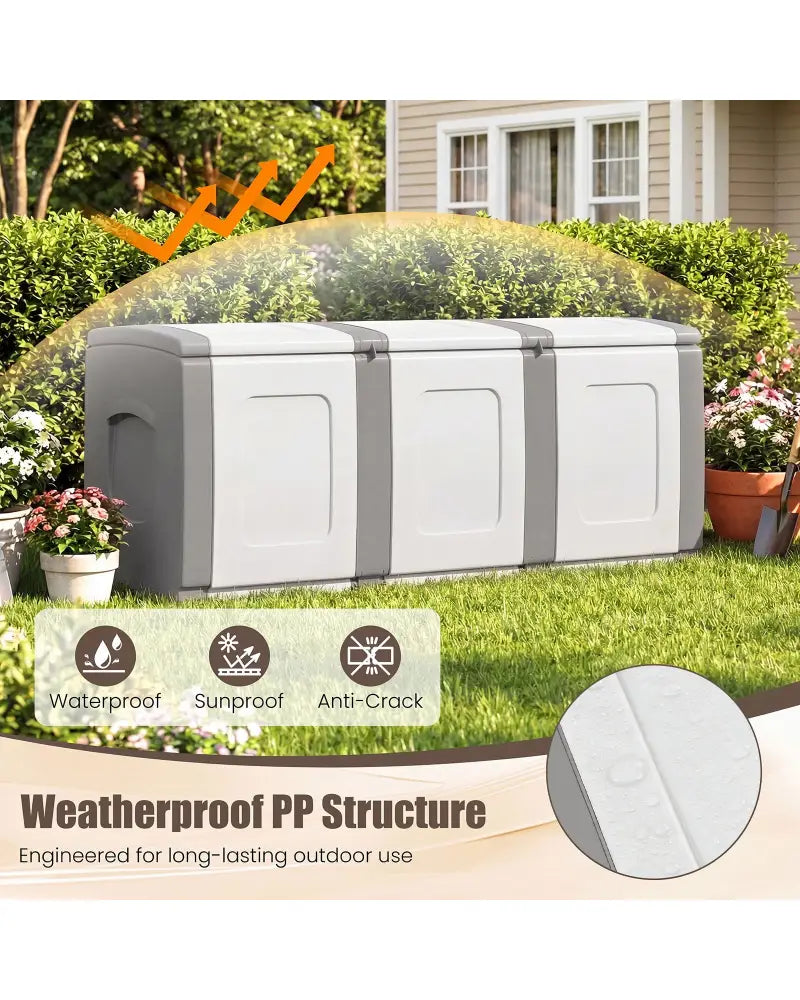 80 Gallon Patio Container with Lockable Lid for Packages and Garden-Gray - Gray - Sheds & Outdoor Storage