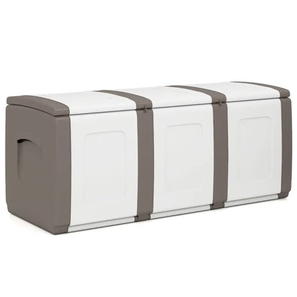 80 Gallon Patio Container with Lockable Lid for Packages and Garden-Beige - Beige - Garden Tools