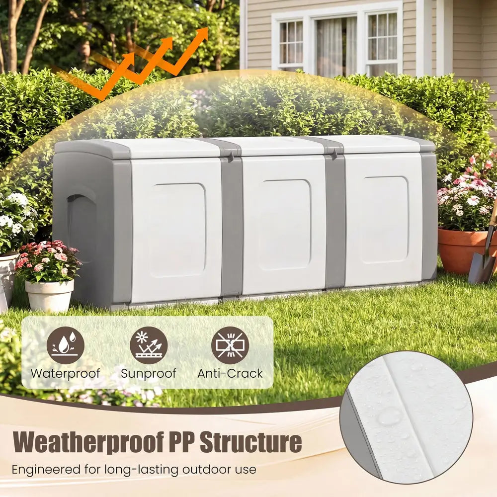 80 Gallon Patio Container with Lockable Lid for Packages and Garden-Gray - Gray - Sheds & Outdoor Storage