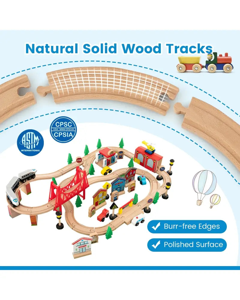 80-Piece Wooden Train Set and Table - Learning Toys