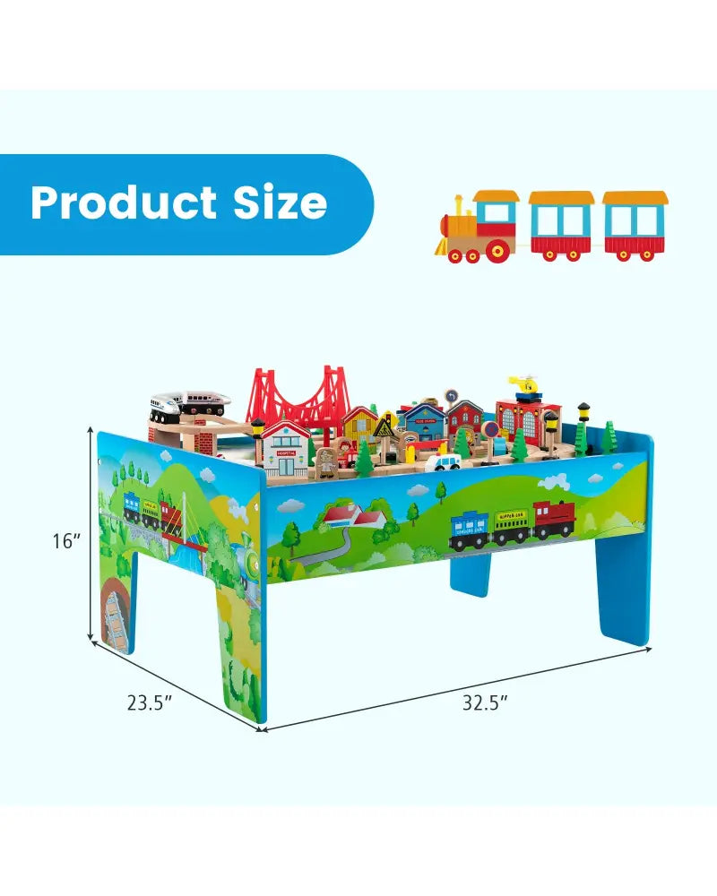 80-Piece Wooden Train Set and Table - Learning Toys