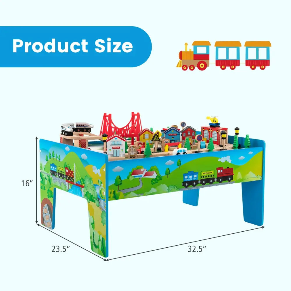 80-Piece Wooden Train Set and Table - Learning Toys