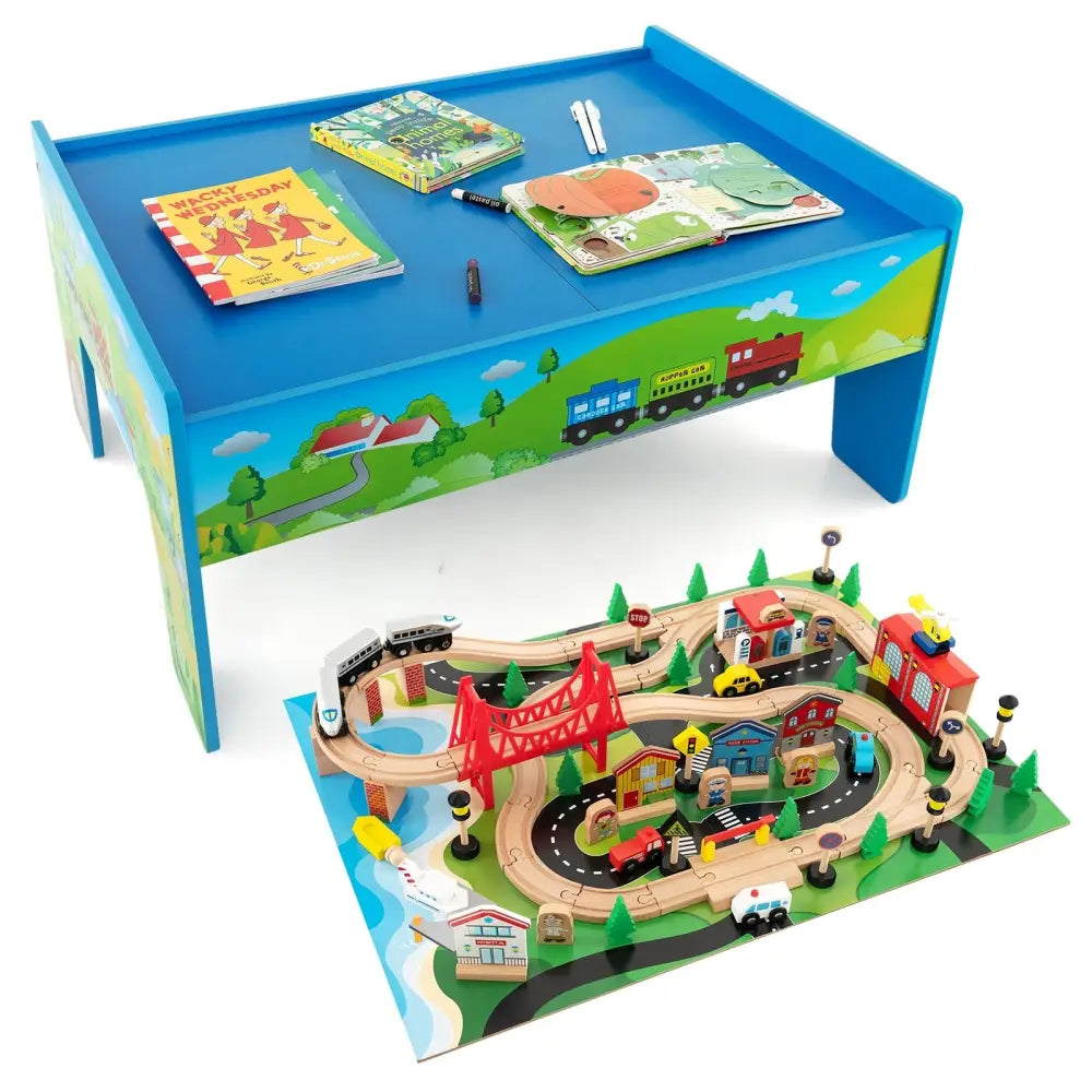 80-Piece Wooden Train Set and Table - Learning Toys