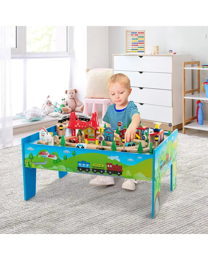 80-Piece Wooden Train Set and Table - Learning Toys