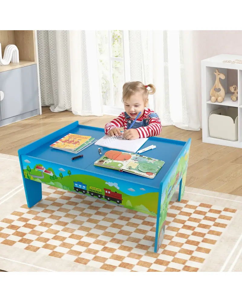 80-Piece Wooden Train Set and Table - Learning Toys