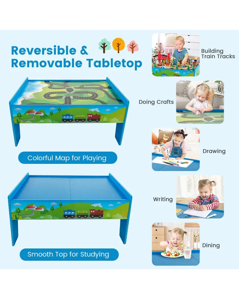 80-Piece Wooden Train Set and Table - Learning Toys