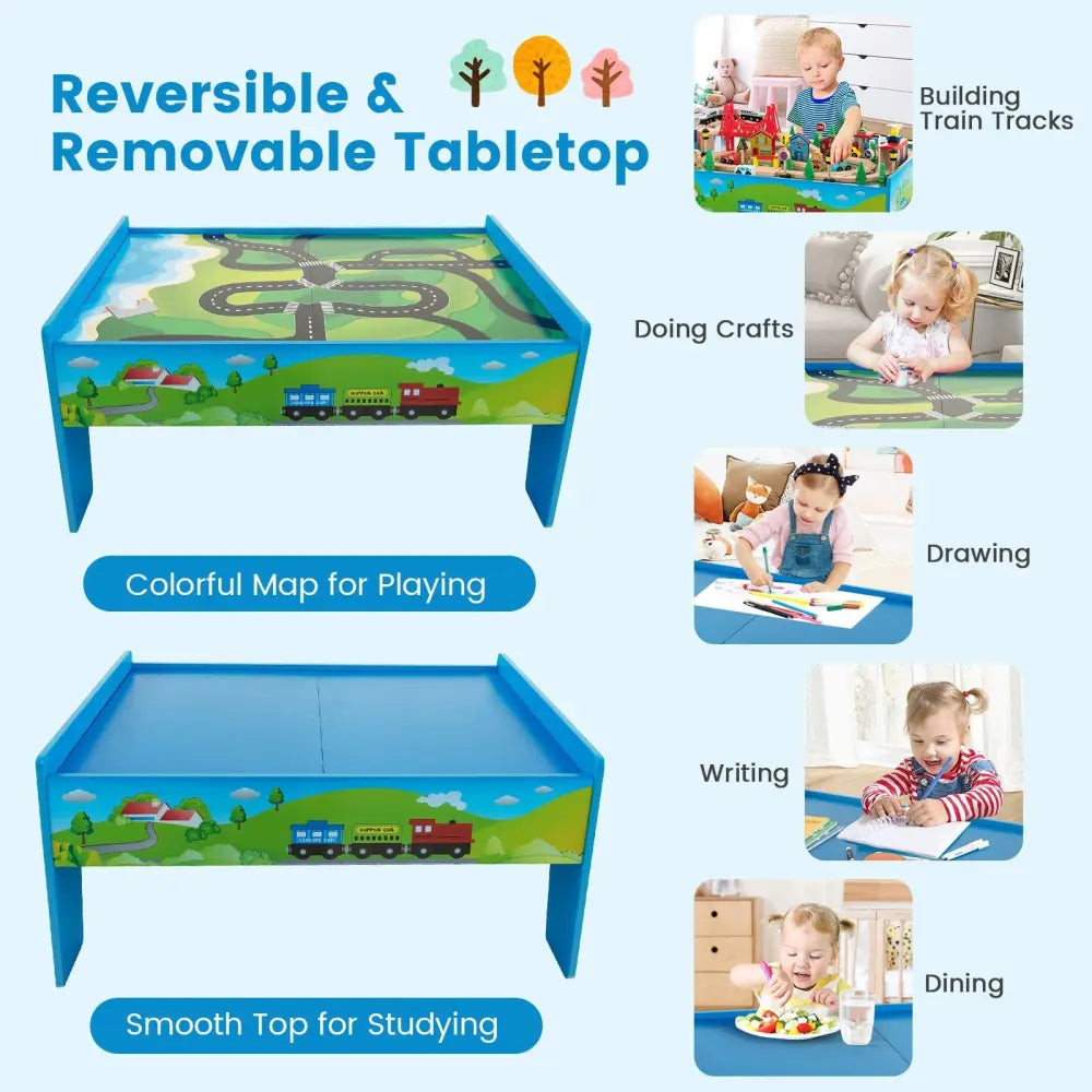 80-Piece Wooden Train Set and Table - Learning Toys