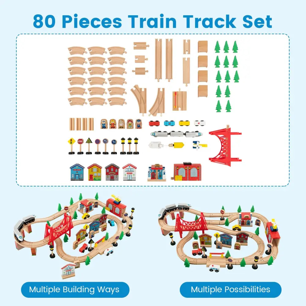 80-Piece Wooden Train Set and Table - Learning Toys