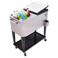 80 Quart Patio Rolling Stainless Steel Ice Beverage Cooler - Gray - Coolers