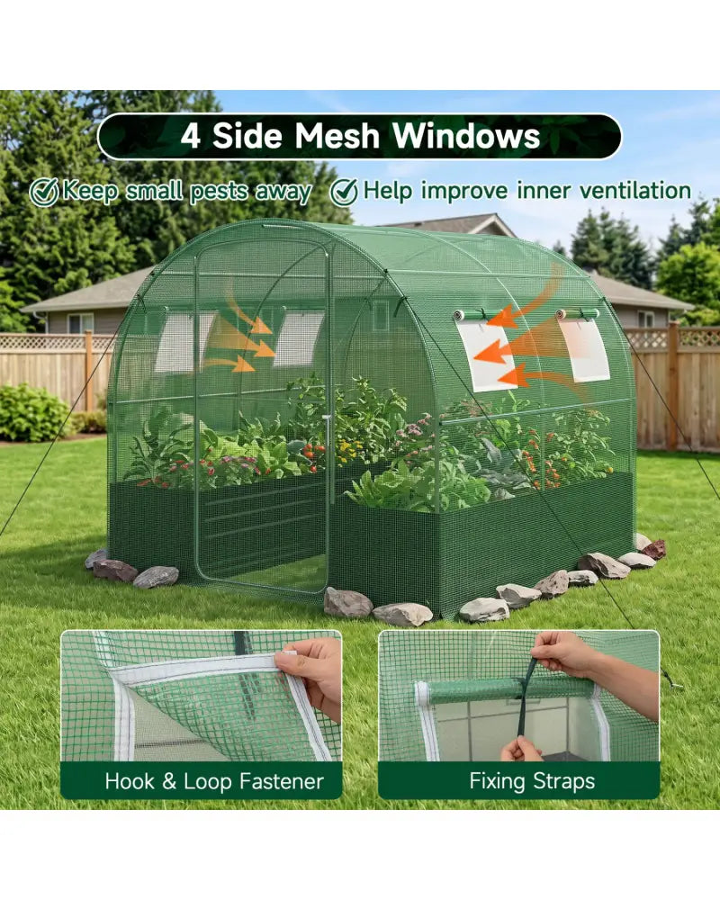 80 x 79 x 79 Inches Walk-in Greenhouse with Large Plant Bed-Green - Green - Greenhouses