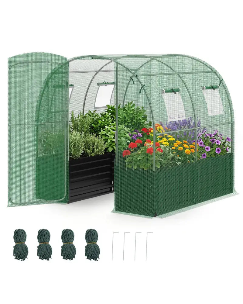 80 x 79 x 79 Inches Walk-in Greenhouse with Large Plant Bed-Green - Green - Greenhouses