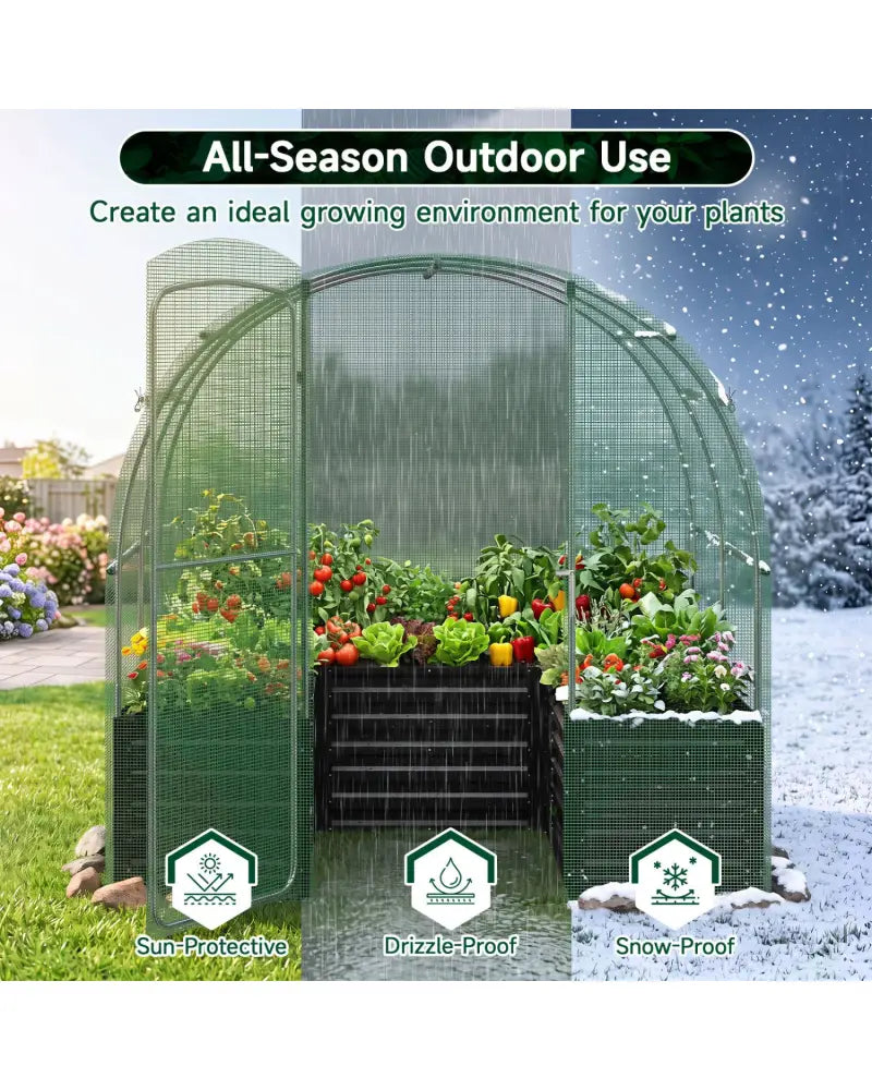 80 x 79 x 79 Inches Walk-in Greenhouse with Large Plant Bed-Green - Green - Greenhouses