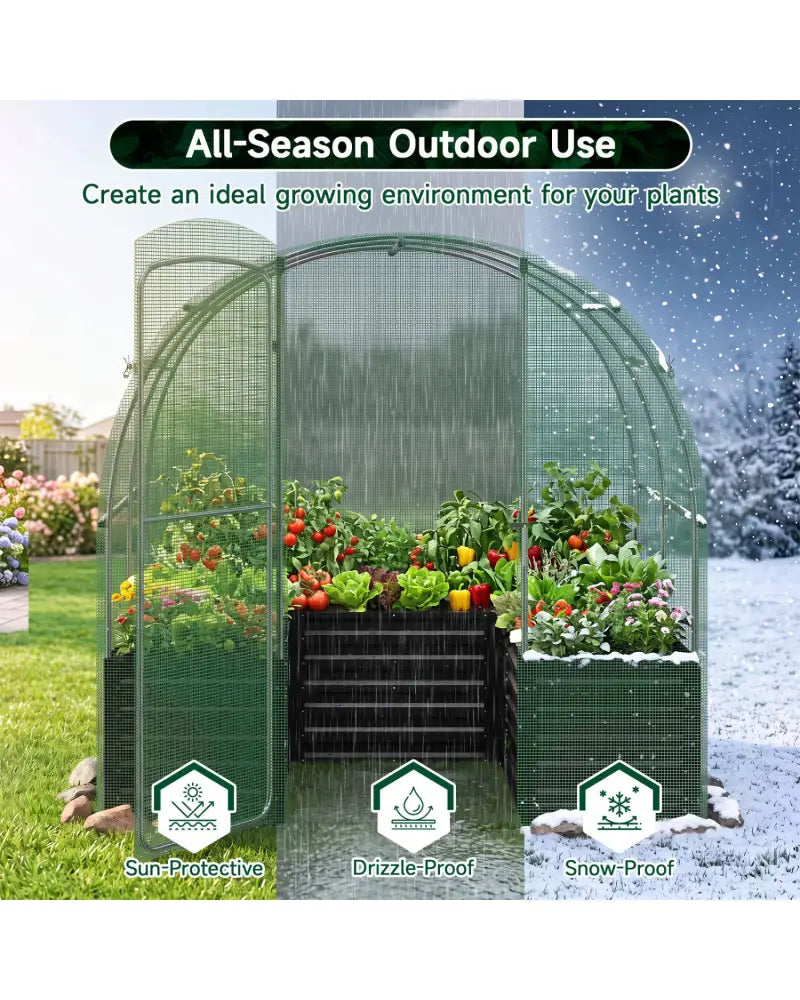 80 x 79 x 79 Inches Walk-in Greenhouse with Large Plant Bed-Green - Green - Greenhouses