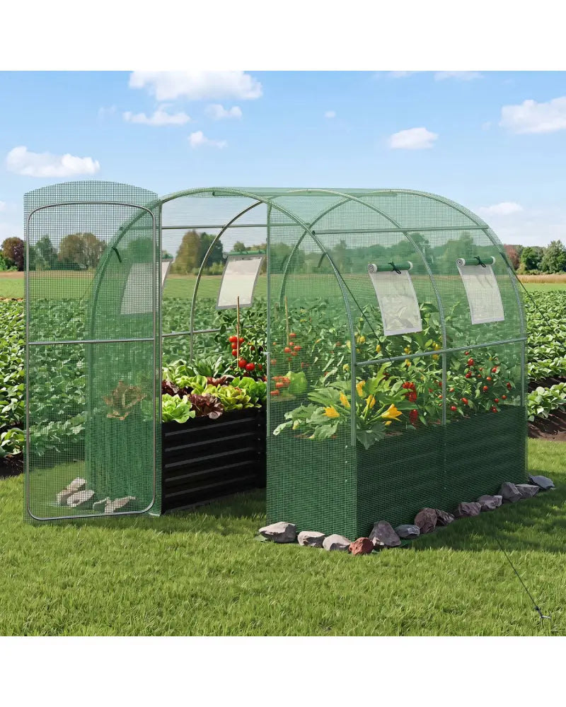 80 x 79 x 79 Inches Walk-in Greenhouse with Large Plant Bed-Green - Green - Greenhouses