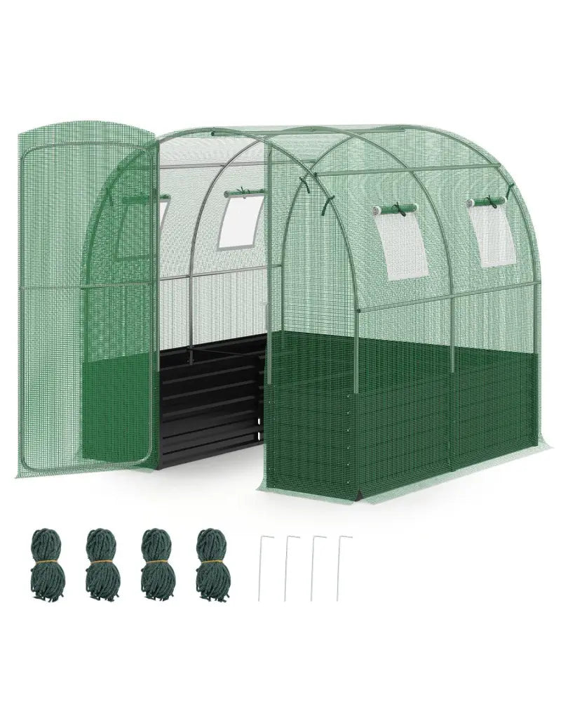 80 x 79 x 79 Inches Walk-in Greenhouse with Large Plant Bed-Green - Green - Greenhouses