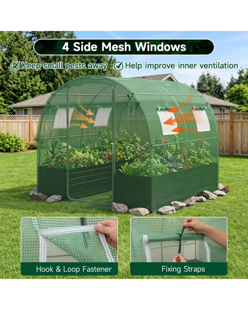 80 x 79 x 79 Inches Walk-in Greenhouse with Large Plant Bed-Green - Green - Greenhouses