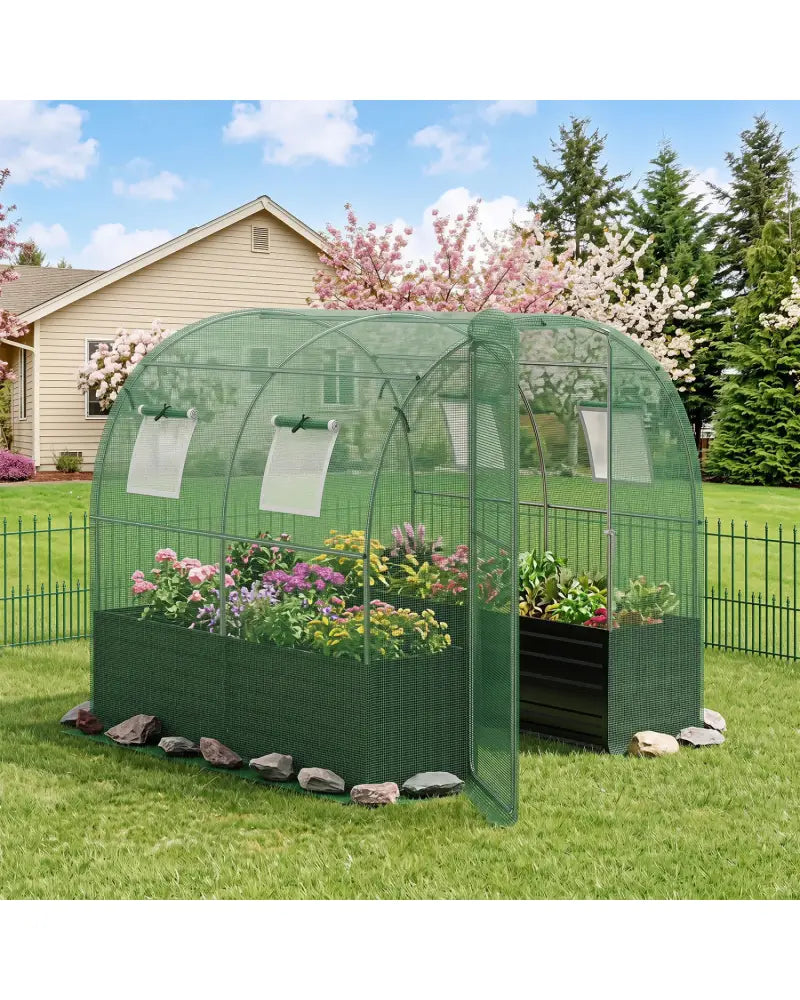 80 x 79 x 79 Inches Walk-in Greenhouse with Large Plant Bed-Green - Green - Greenhouses