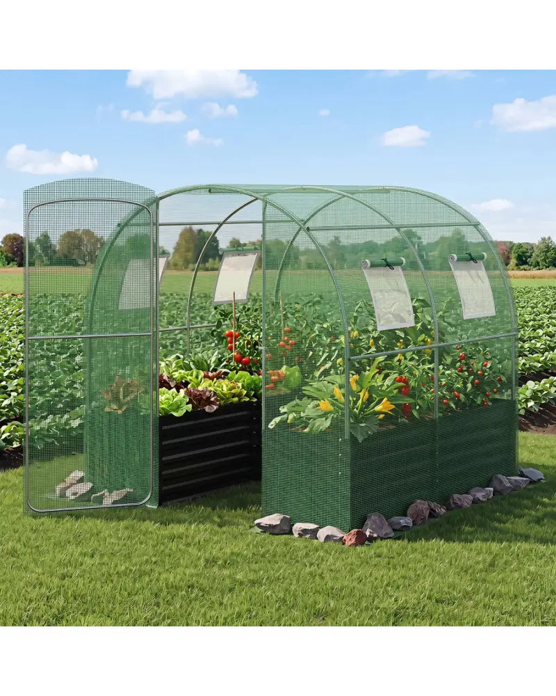 80 x 79 x 79 Inches Walk-in Greenhouse with Large Plant Bed-Green - Green - Greenhouses