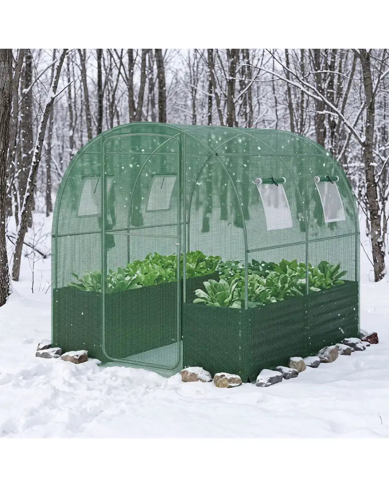 80 x 79 x 79 Inches Walk-in Greenhouse with Large Plant Bed-Green - Green - Greenhouses