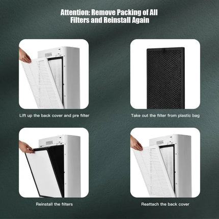 800 Sq. Ft Air Purifier True HEPA Filter Carbon Filter Air Cleaner Home Office - Oasis Home Essentials