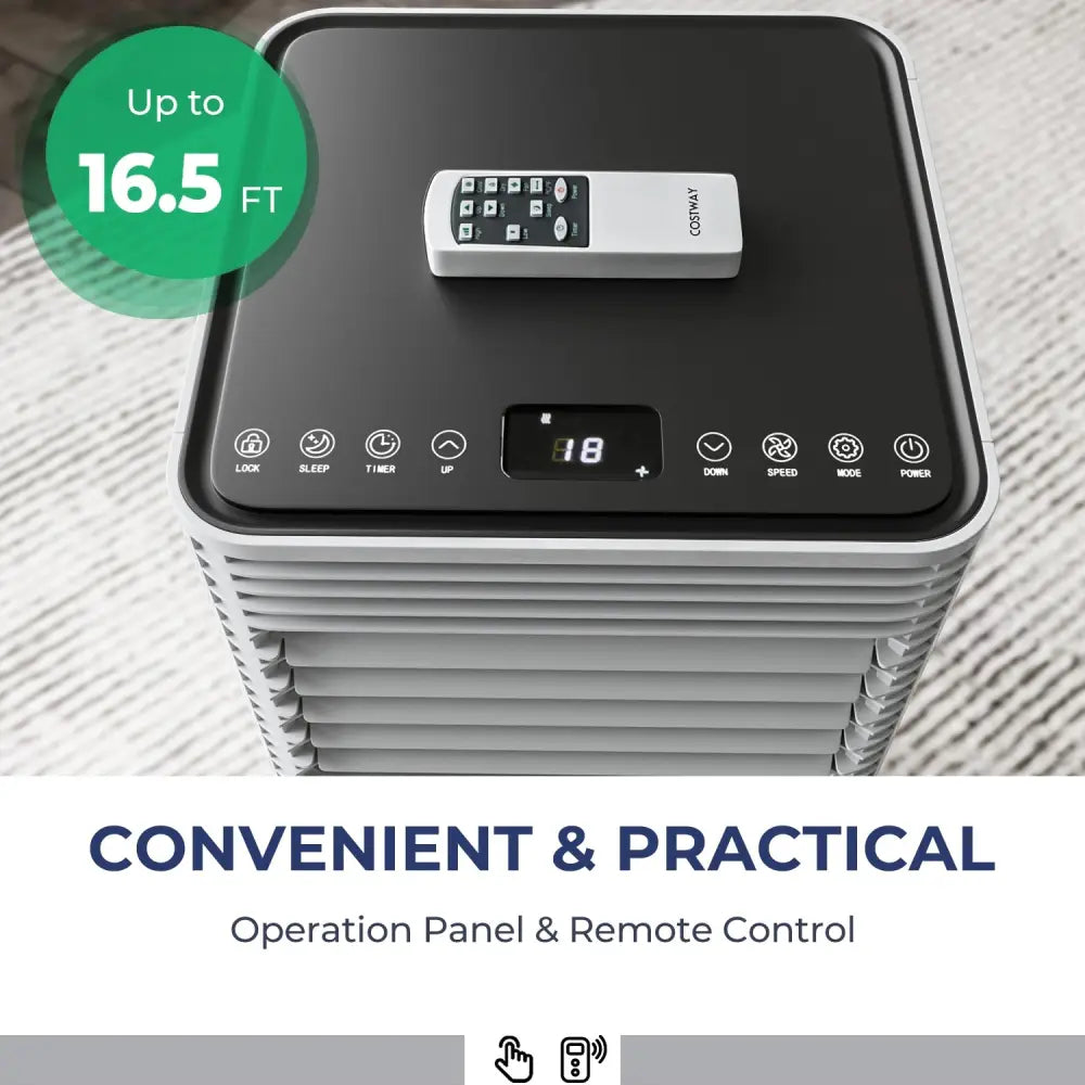 8000 BTU 3-in-1 Air Cooler with Dehumidifier and Fan Mode-Black - Black - Portable Air Conditioners