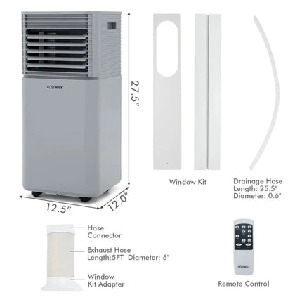 8000 BTU 3-in-1 Air Cooler with Dehumidifier and Fan Mode-Gray Costway