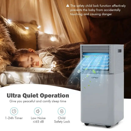 8000 BTU 3-in-1 Air Cooler with Dehumidifier and Fan Mode-Gray Costway