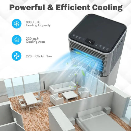 8000 BTU 3-in-1 Air Cooler with Dehumidifier and Fan Mode-Gray Costway