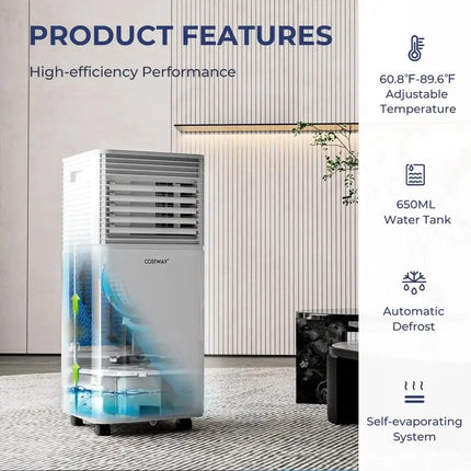 8000 BTU 3-in-1 Air Cooler with Dehumidifier and Fan Mode-White Costway