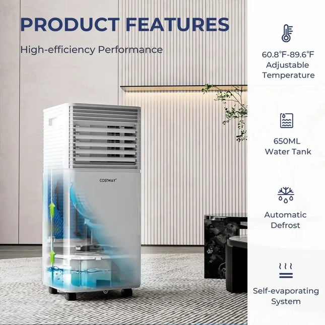 8000 BTU 3-in-1 Air Cooler with Dehumidifier and Fan Mode-White Costway