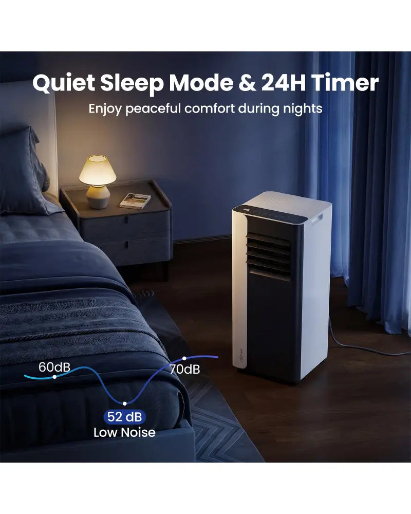8000 BTU 3 in 1 Portable Air Conditioner with Fan and Dehumidifier Model - Black & White - Portable Air Conditioners