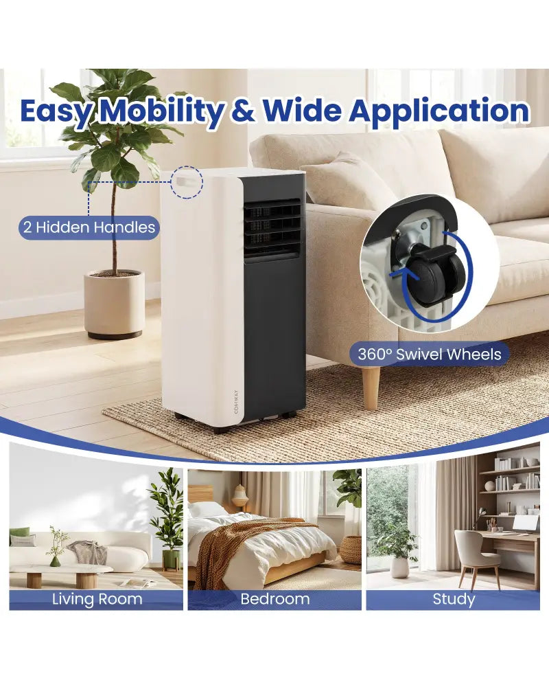 8000 BTU 3 in 1 Portable Air Conditioner with Fan and Dehumidifier Model - Black & White - Portable Air Conditioners