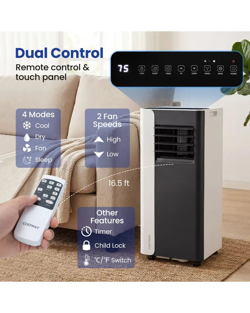 8000 BTU 3 in 1 Portable Air Conditioner with Fan and Dehumidifier Model - Black & White - Portable Air Conditioners
