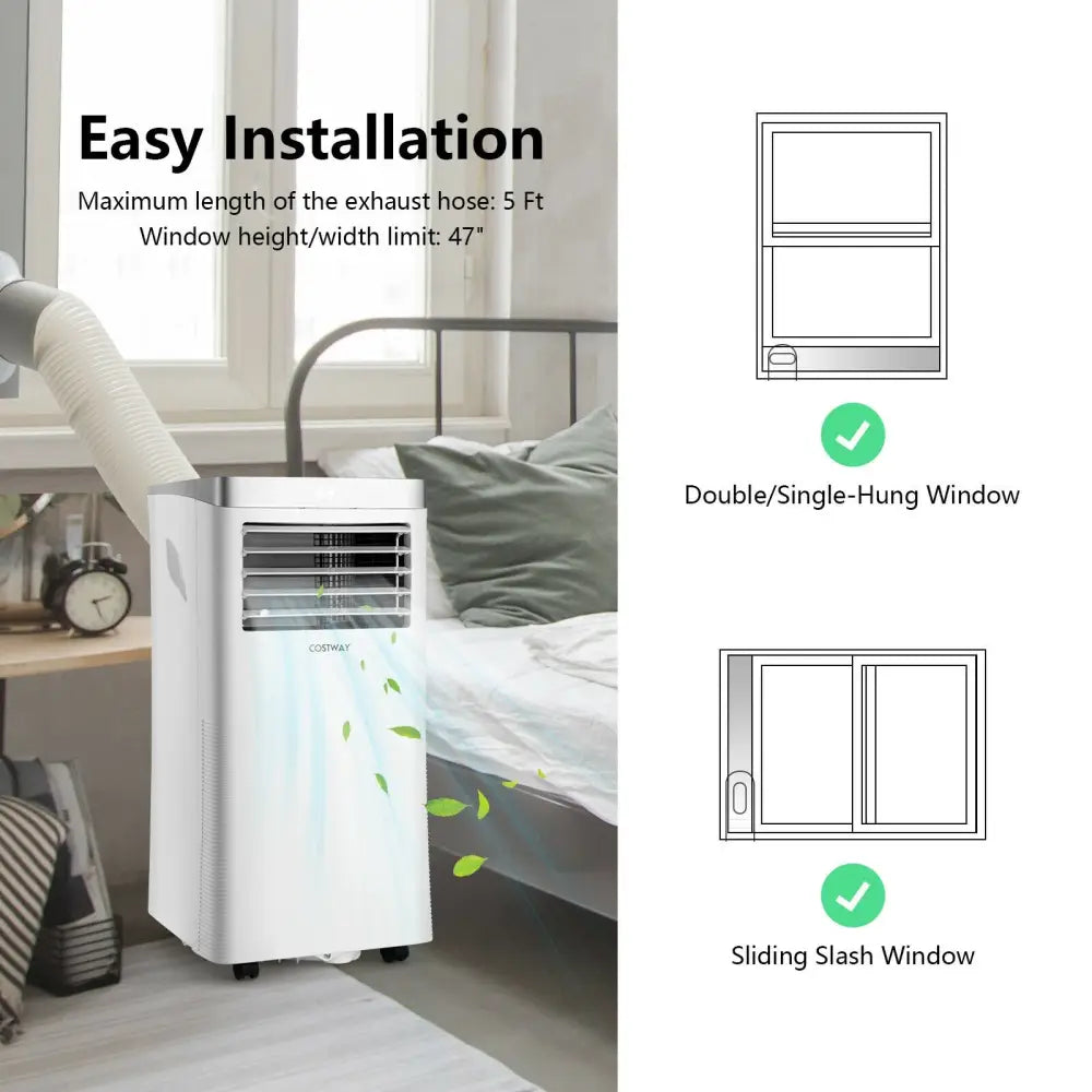 8000 BTU 3-in-1 Portable Air Conditioner with Remote Control-White - White - Portable Air Conditioners