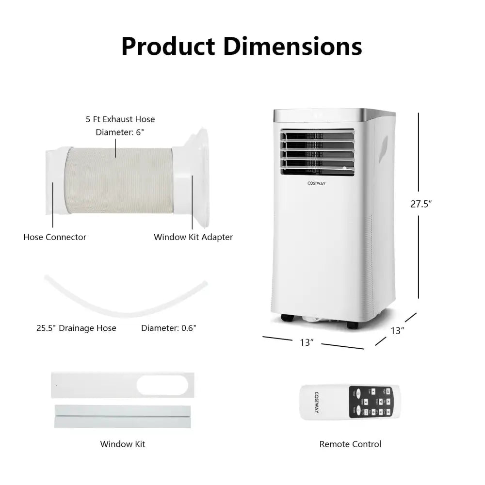 8000 BTU 3-in-1 Portable Air Conditioner with Remote Control-White - White - Portable Air Conditioners