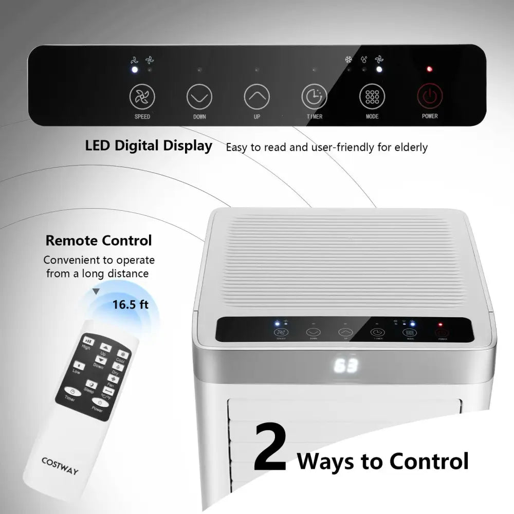 8000 BTU 3-in-1 Portable Air Conditioner with Remote Control-White - White - Portable Air Conditioners
