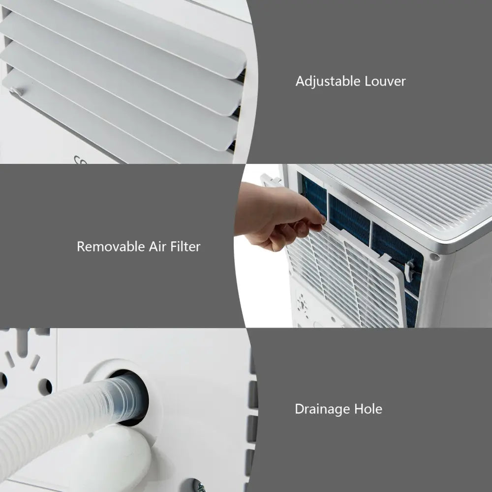 8000 BTU 3-in-1 Portable Air Conditioner with Remote Control-White - White - Portable Air Conditioners