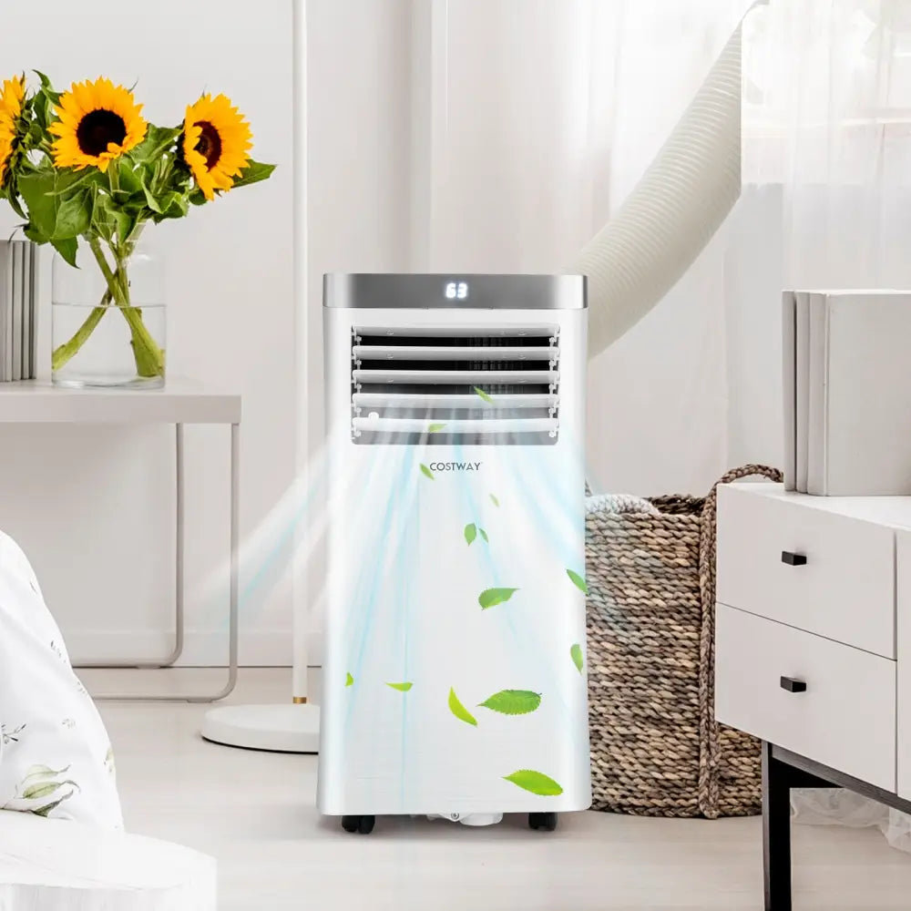 8000 BTU 3-in-1 Portable Air Conditioner with Remote Control-White - White - Portable Air Conditioners