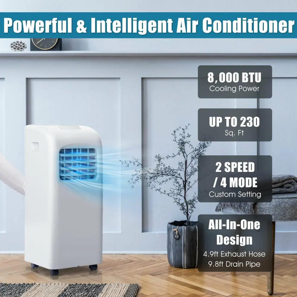 8000 BTU(Ashrae) Portable Air Conditioner with Dehumidifier Function - Portable Air Conditioners