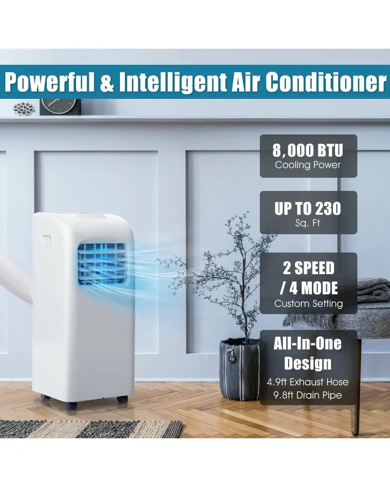 8000 BTU(Ashrae) Portable Air Conditioner with Dehumidifier Function - Portable Air Conditioners