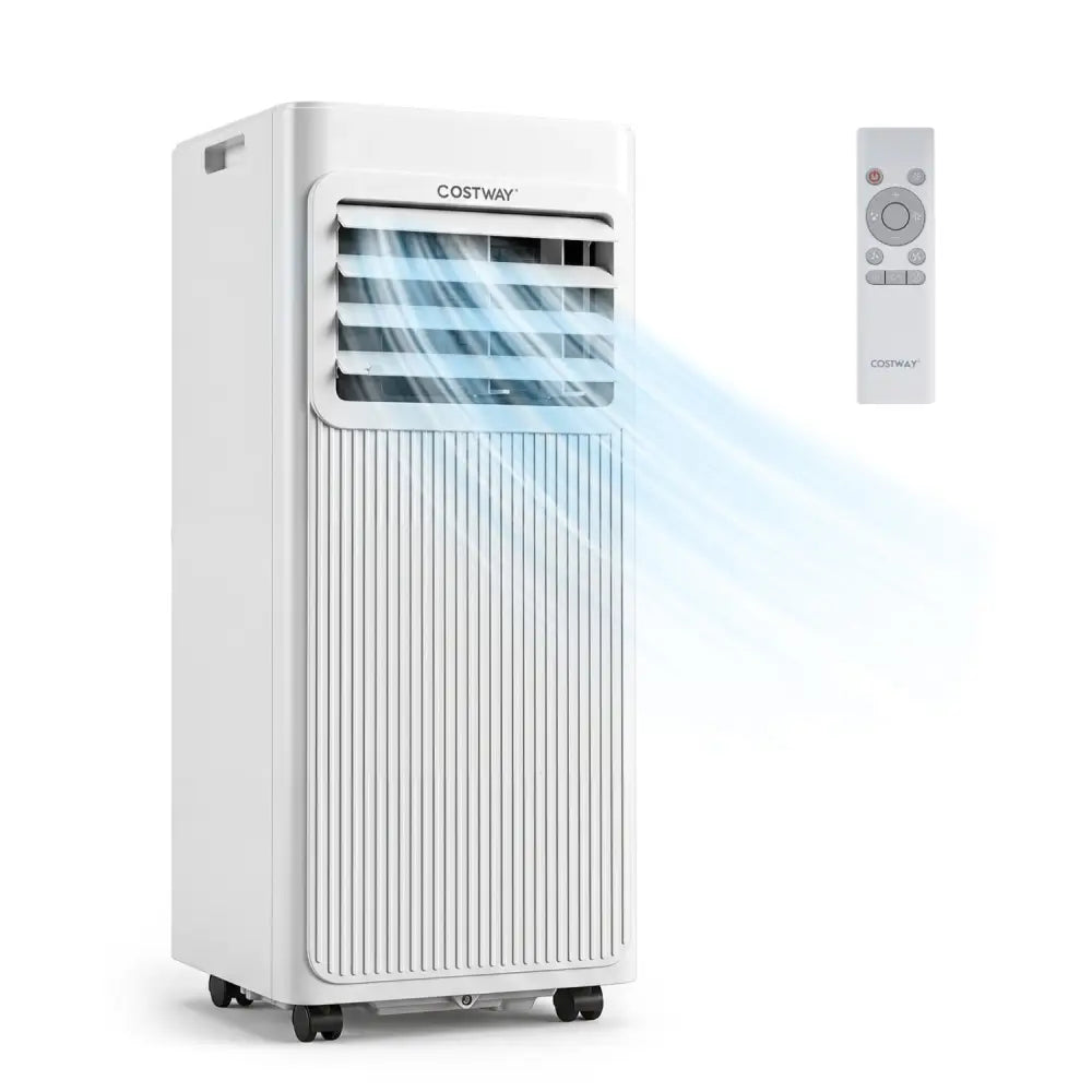 8000 BTU Portable AC with Sleep Mode and Window Kit Cools 350 Sq.Ft-White - White - Air Coolers