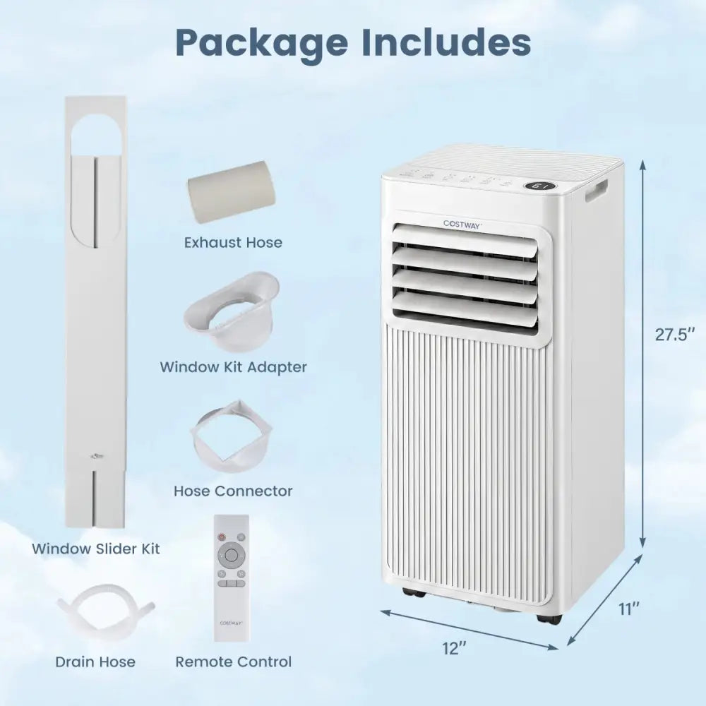 8000 BTU Portable AC with Sleep Mode and Window Kit Cools 350 Sq.Ft-White - White - Air Coolers