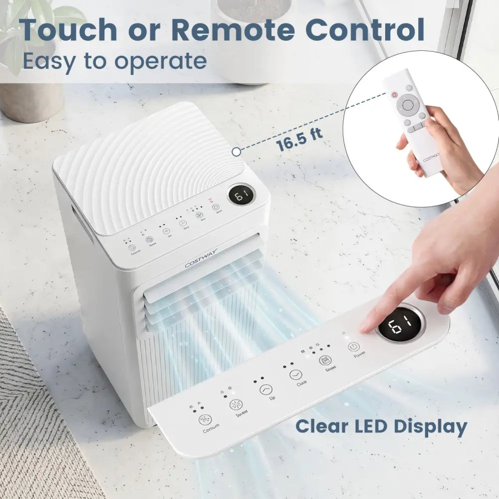 8000 BTU Portable AC with Sleep Mode and Window Kit Cools 350 Sq.Ft-White - White - Air Coolers