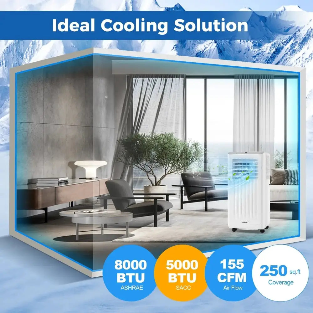 8000 BTU Portable Air Conditioner 3 in 1 AC Unit Fan and Dehumidifier Costway