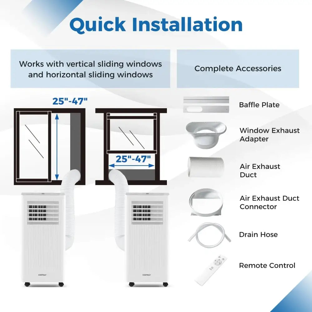8000 BTU Portable Air Conditioner 3 in 1 AC Unit Fan and Dehumidifier Costway